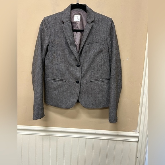 GAP Women's Academy Blazer Wool Blend Size 6 Herringbone Tweed Academia Preppy - Picture 1 of 6